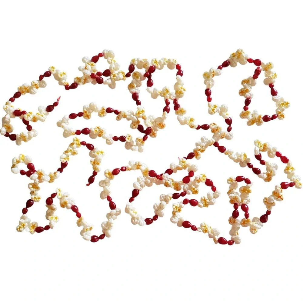 Cranberry Buttered Popcorn Plastic Christmas Tree Garland Vintage Blow Mold x 2